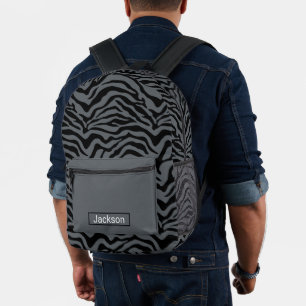 Schwarzes und graues Zebra Bedruckter Rucksack