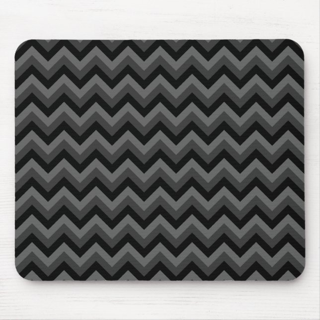 Schwarzes und graues Zickzack-Muster Mousepad (Vorne)
