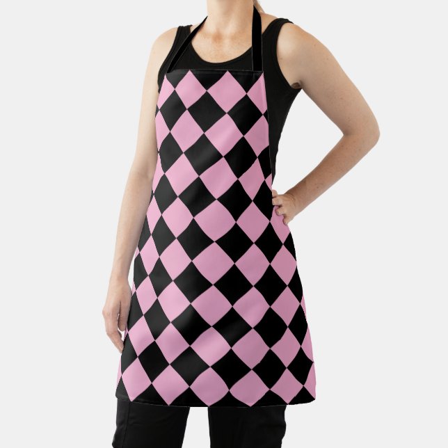 Schwarzes und hellrosa Chevron-Muster Stylisch Schürze (InSitu)