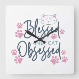 SCHWARZES UND KATZE OBSESSITES SPRICHWORT QUADRATISCHE WANDUHR