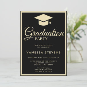 Schwarzes und klassisches Graduierungsoberflächen- Einladung