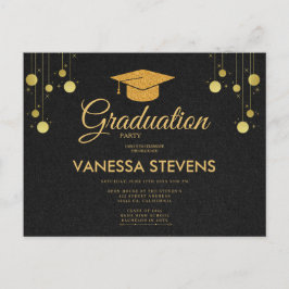 Schwarzes und klassisches Graduierungsoberflächen- Einladungspostkarte