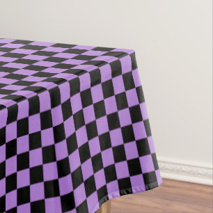 Schwarzes und Lavendel lila Checkered Tischdecke
