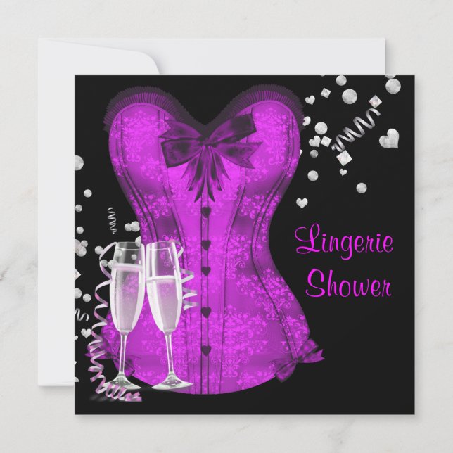 Schwarzes und Lila Corset Bachelorette-Brautparty Einladung (Vorderseite)