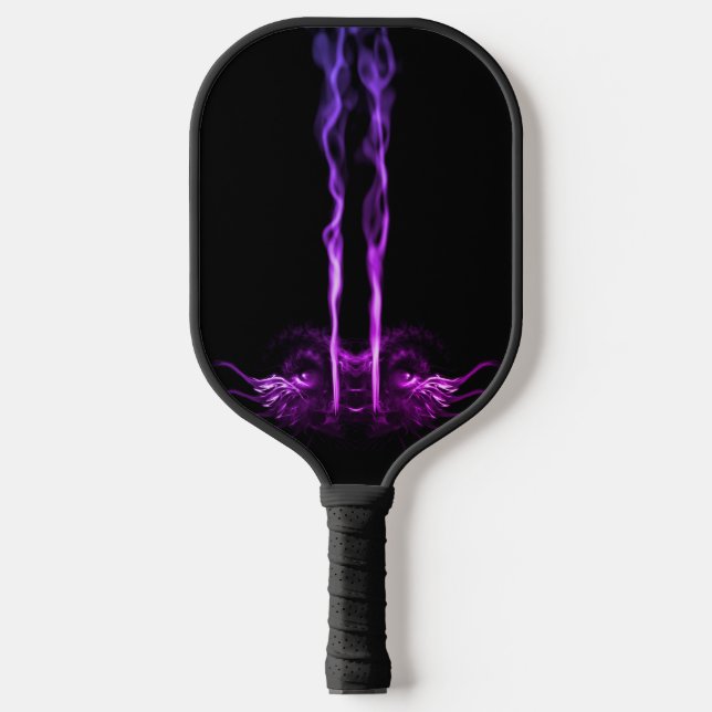 Schwarzes und Lila Drachenrauchen Pickleball Schläger (Vorderseite)