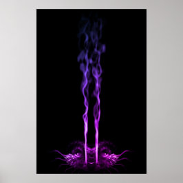 Schwarzes und Lila Drachenrauchen Poster