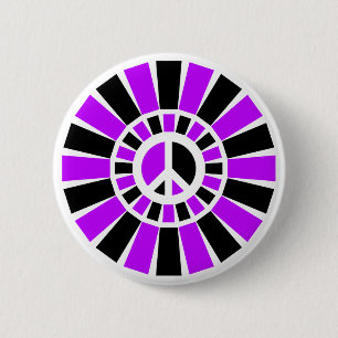 SCHWARZES UND LILA FRIEDENSzeichen Button