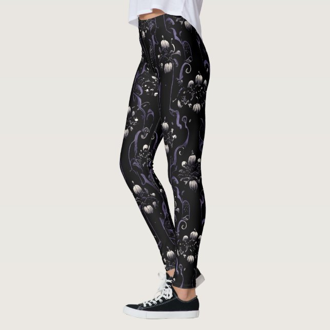 Schwarzes und Lila Gotisches Muster #5 | LEGGINGS (Links)