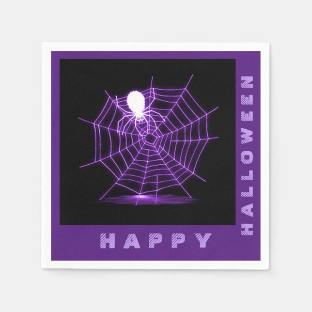 Schwarzes und Lila Halloween-Spiegelefon Serviette (Vorderseite)