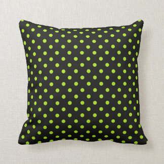 Schwarzes und Limoner grüner Polka-Punkt Kissen