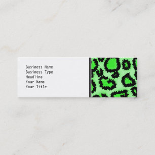 Schwarzes und Limones grünes Leopard-Druck-Muster Mini Visitenkarte