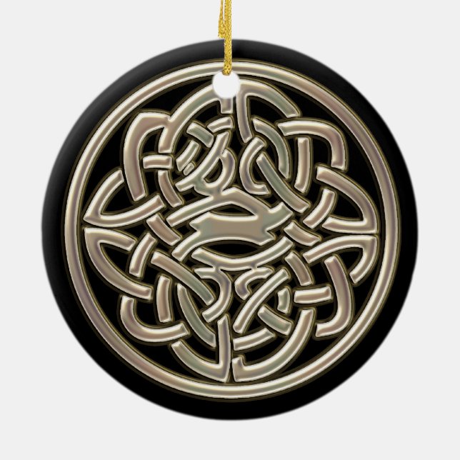Schwarzes und metallisches Goldkeltische Keramikornament (Hinten)