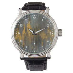 Schwarzes und NaI des Goldabstraktes Druck-  Armbanduhr