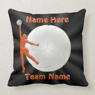 Schwarzes und orange personalisiertes VOLLEYBALL Kissen