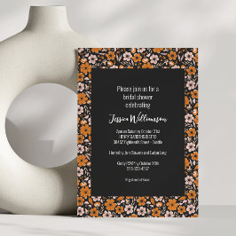 Schwarzes und orangefarbenes Halloween-Brautparty Einladung