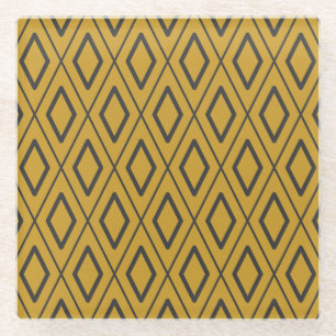 Schwarzes und oranges dynamisches geometrisches Mu Glasuntersetzer