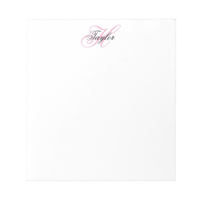 Schwarzes und rosa fancy Monogramm Notizblock (Vorderseite)