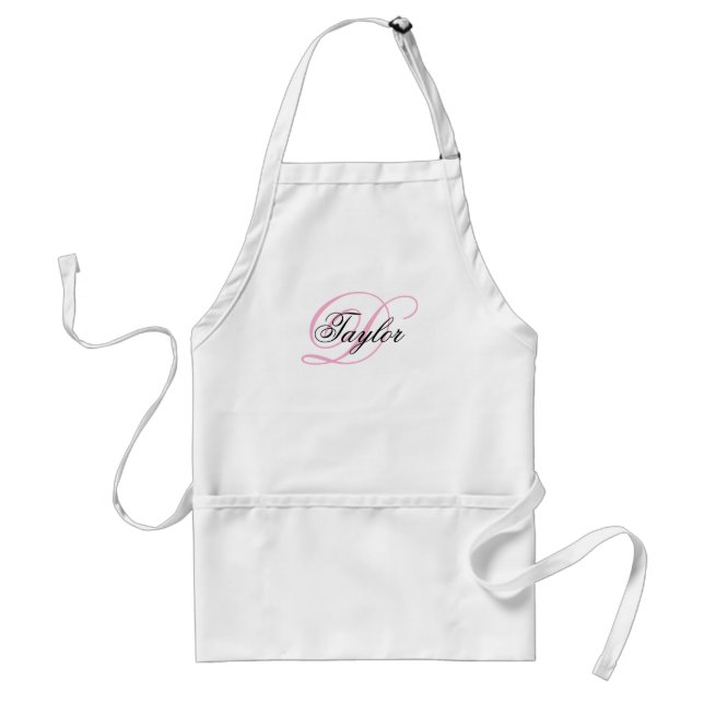 Schwarzes und rosa fancy Monogramm Schürze (Vorne)