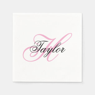 Schwarzes und rosa fancy Monogramm Serviette