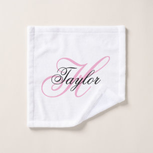 Schwarzes und rosa fancy Monogramm Waschlappen