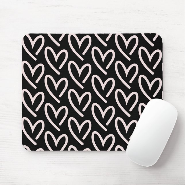 Schwarzes und rosa Herz Mousepad (Mit Mouse)