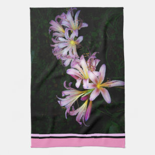 Schwarzes und rosa Liliengeschirrtuch Handtuch