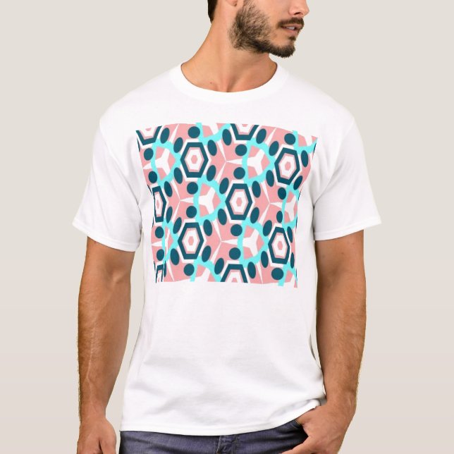 schwarzes und rosa Muster T-Shirt (Vorderseite)