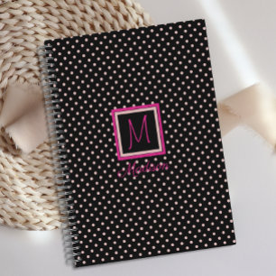 Schwarzes und rosa Punkte-Trend-Monogramm Planer