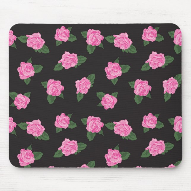 Schwarzes und rosa Rose mousepad (Vorne)