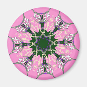 Schwarzes und rosa süßes Blumenmode-Design Magnet