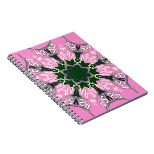 Schwarzes und rosa süßes Blumenmode-Design Notizblock