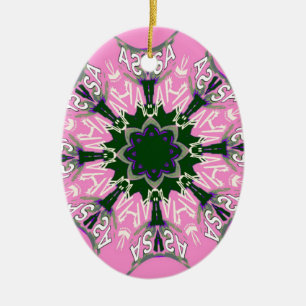 Schwarzes und rosa süßes florales Mode-Motiv-Monog Keramikornament