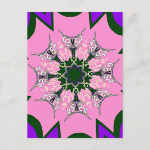 Schwarzes und rosa süßes florales Mode-Motiv-Monog Postkarte