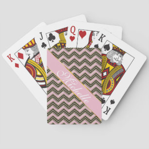 Schwarzes und rosa Zickzack-Muster Spielkarten
