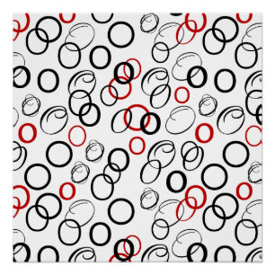 Schwarzes und rotes abstraktes Kreis-Muster Poster
