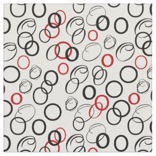 Schwarzes und rotes abstraktes Kreis-Muster Stoff