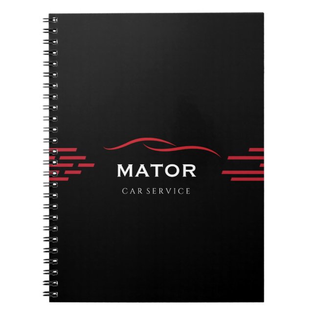 Schwarzes und rotes Auto-Service-Notizbuch Notizblock (Vorderseite)