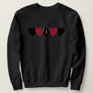 Schwarzes und rotes Herz Football Sweatshirt