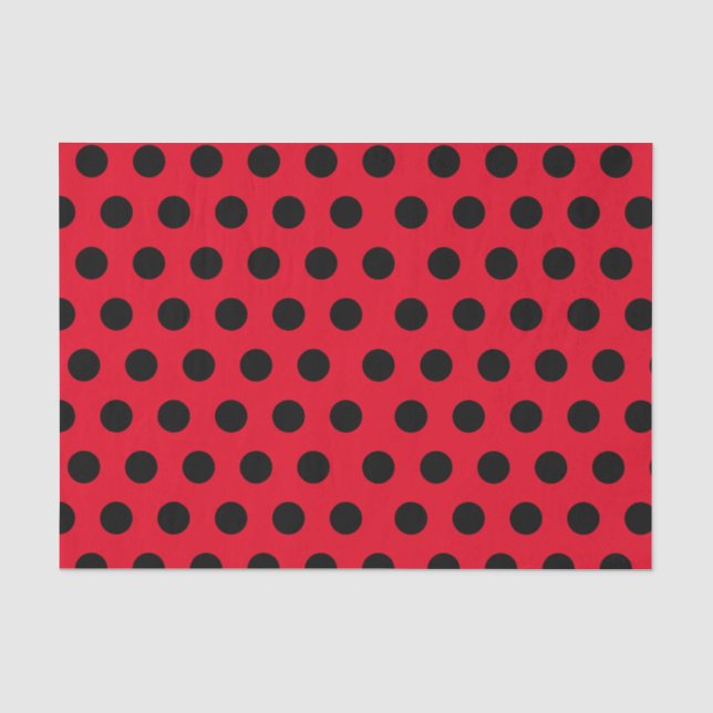 Schwarzes und rotes Medium Polka Dot Chic Gewebe P Seidenpapier (Vorderseite)