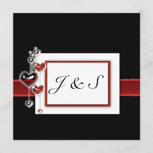 schwarzes und rotes Quadrat laden 5,25 x 5,25 ein Einladung