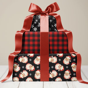 Schwarzes und rotes Retro-Vintage-Santa-Weihnachte Geschenkpapier Set