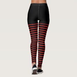 Schwarzes und rotes Streifen-Muster Striped Leggings