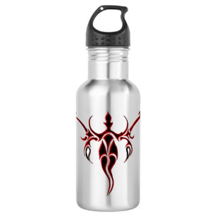 Schwarzes und rotes verziertes Stammes-Elefanten-M Edelstahlflasche