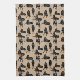 Schwarzes und TAN auf TAN Geschirrtuch