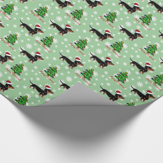 Schwarzes und TAN-Dackel-Weihnachtsaufstellung Geschenkpapier (Ecke)