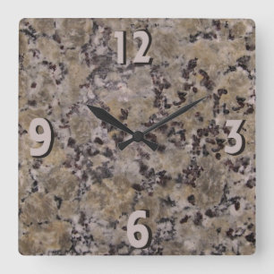 Schwarzes und TAN-Granit Quadratische Wanduhr