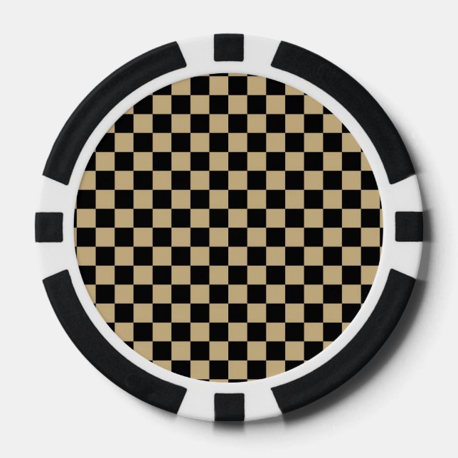Schwarzes und TAN kariert Pokerchips (Vorderseite)