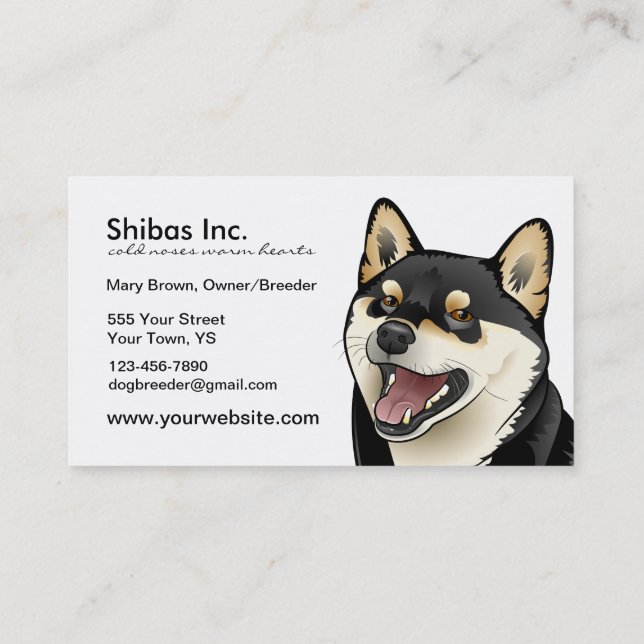 Schwarzes und TAN Shiba Inu verfolgen Visitenkarte (Rückseite)
