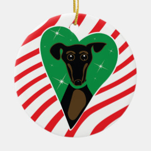 Schwarzes und TAN-Weihnachtshundeverzierung Keramik Ornament