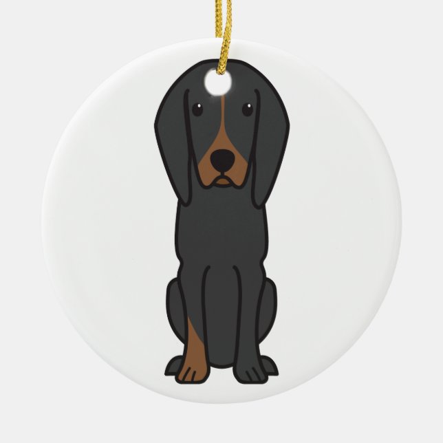 Schwarzes und TANcoonhound-HundeCartoon Keramik Ornament (Vorne)
